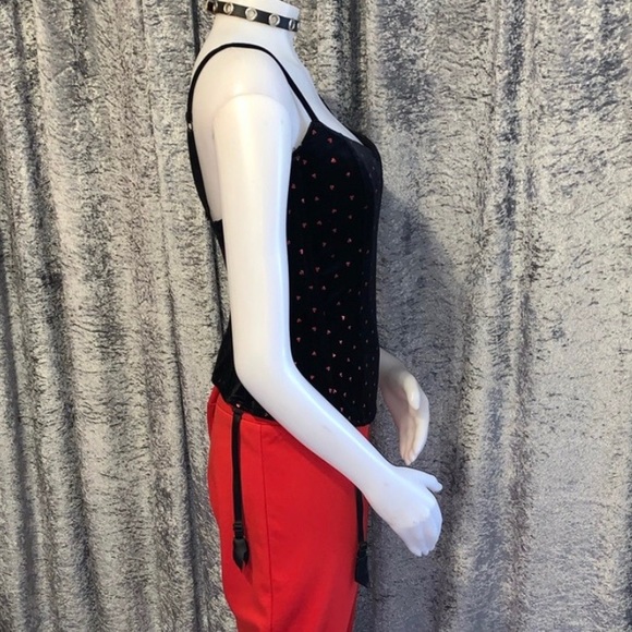 Vintage Black Velvet Corset with Red Hearts - Picture 3 of 11